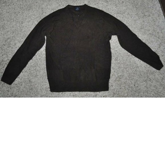 Mens Sweater Dockers Brown Medium Long Sleeve Crewneck Square Pattern Acrylic - Picture 1 of 4